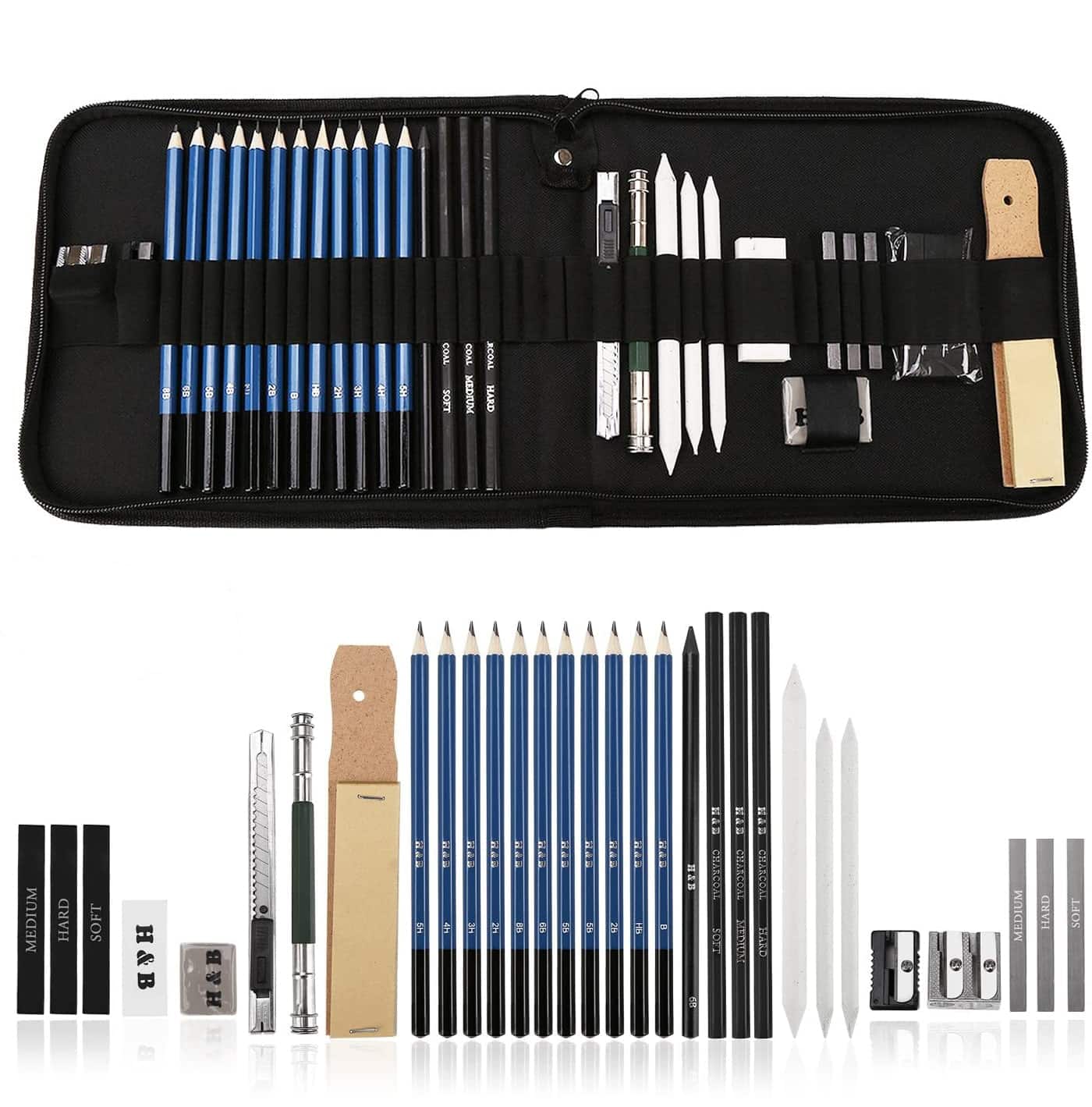 Kit de Dessin Professionnel Coffret pour Dessiner des Croquis avec Malette  de rangement