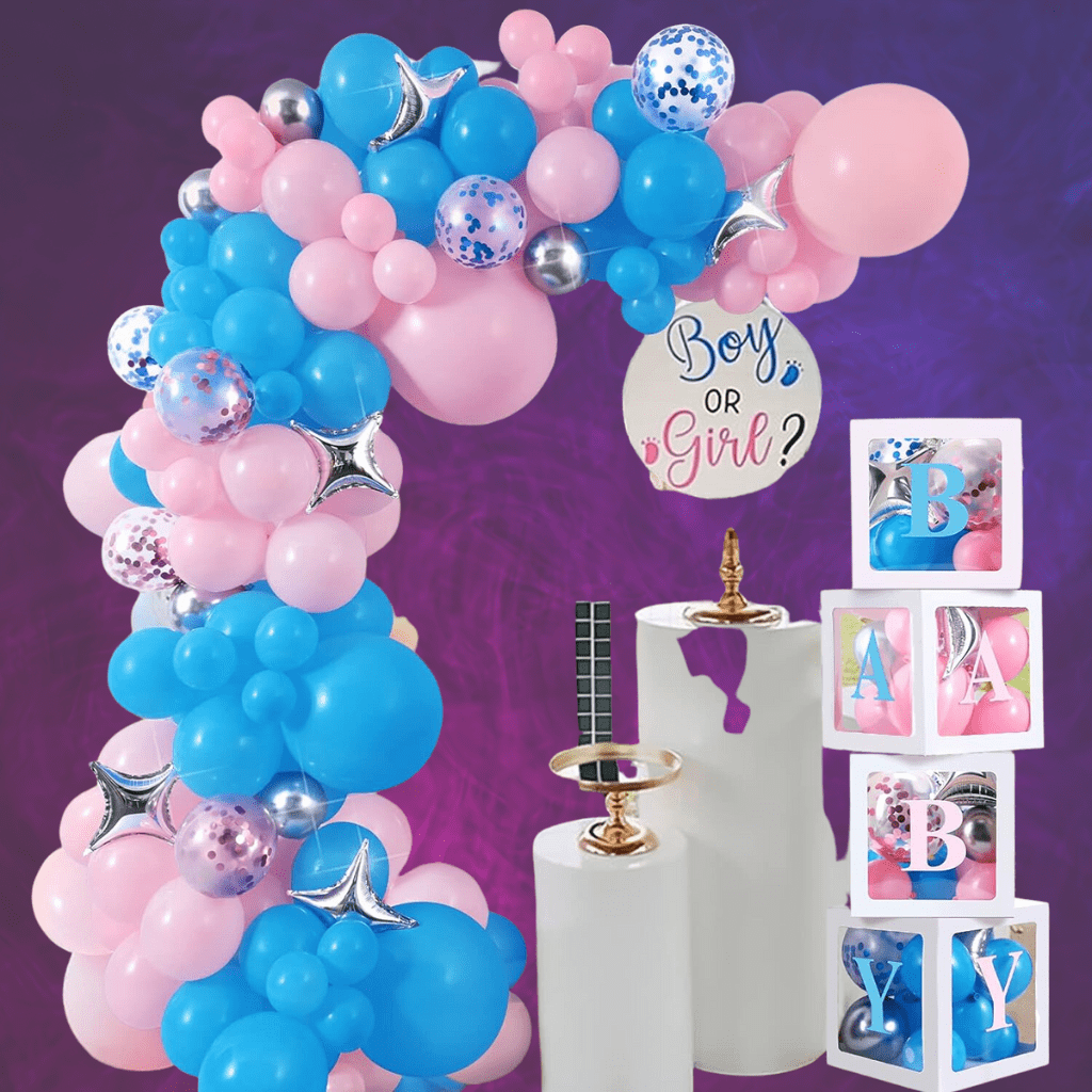 Gender Reveal Arche de ballon et Boite de Décoration 120 pcs