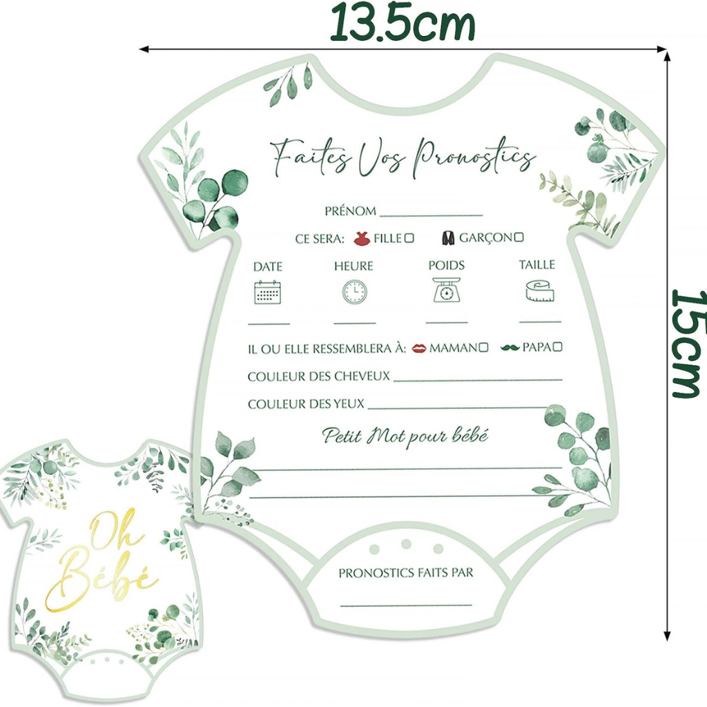 Carte Pronostic Gender Reveal Forme Grenouillère - Lanterne Volante