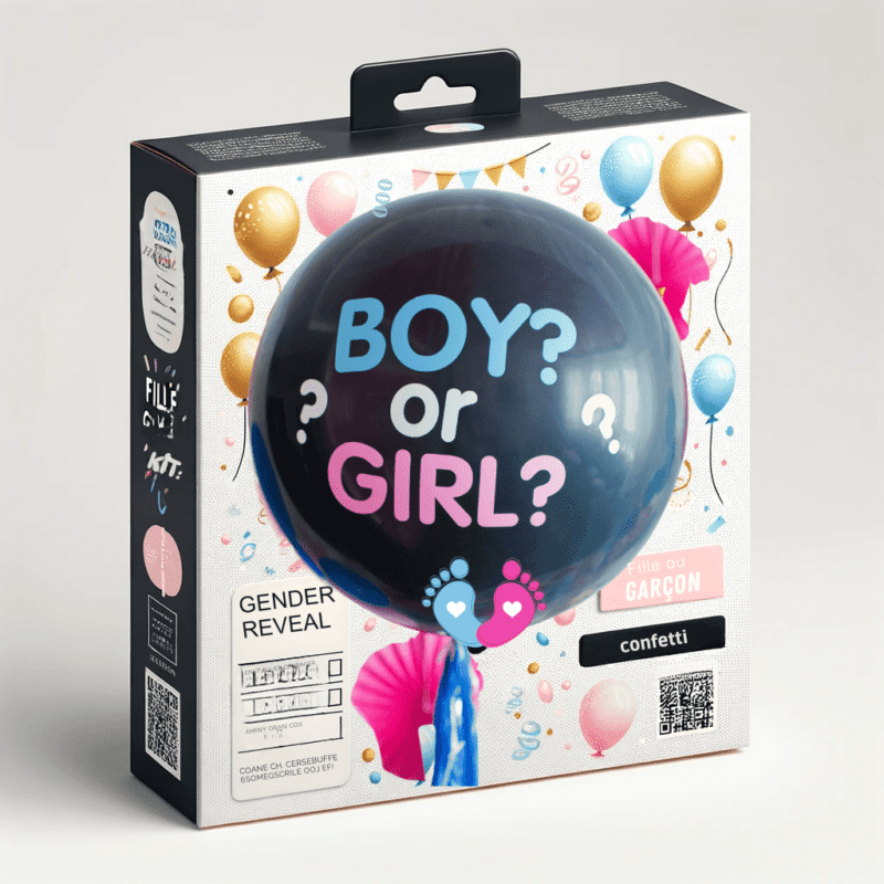 BALLON NOIR GENDER REVEAL FILLE GEANT 90CM