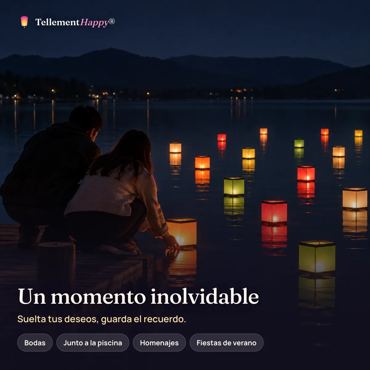 Un momento inolvidable – Farolillos flotantes (Bodas, Junto a la piscina, Homenajes, Fiestas de verano)