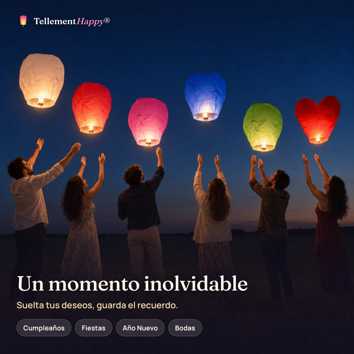Un momento inolvidable – Farolillos voladores · 6 colores (Cumpleaños, Fiestas, Año Nuevo, Bodas)