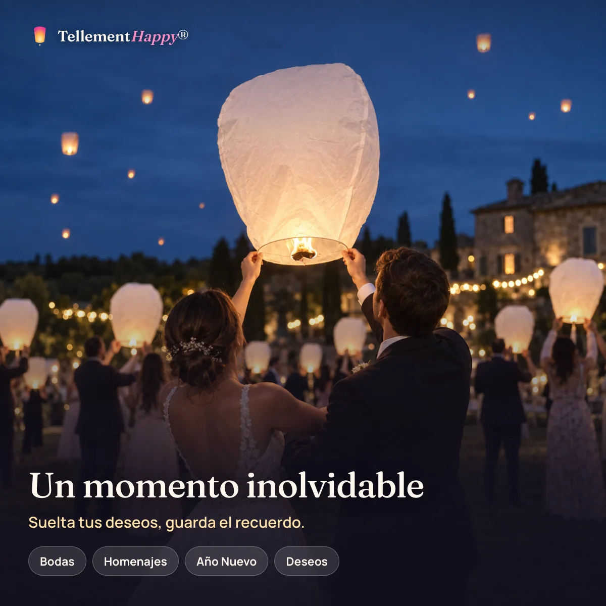 Un momento inolvidable – Farolillos voladores blancos (Bodas, Homenajes, Año Nuevo, Deseos)