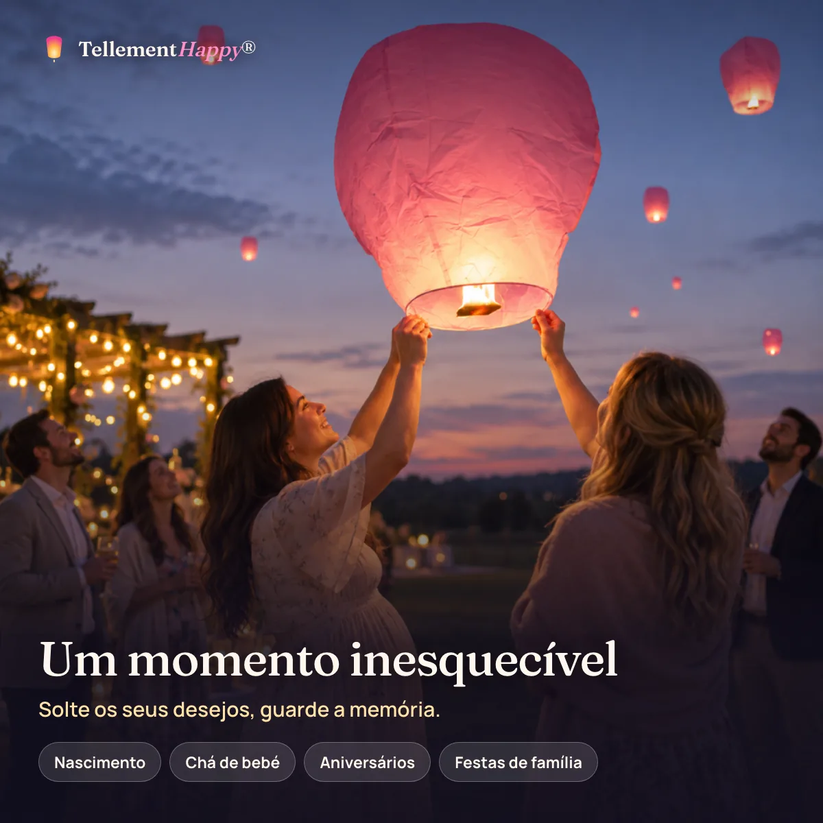 Um momento inesquecível – Lanternas voadoras cor-de-rosa (Nascimento, Chá de bebé, Aniversários, Festas de família)