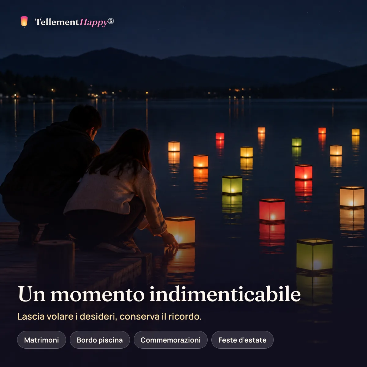 Un momento indimenticabile – Lanterne galleggianti (Matrimoni, Bordo piscina, Commemorazioni, Feste d’estate)