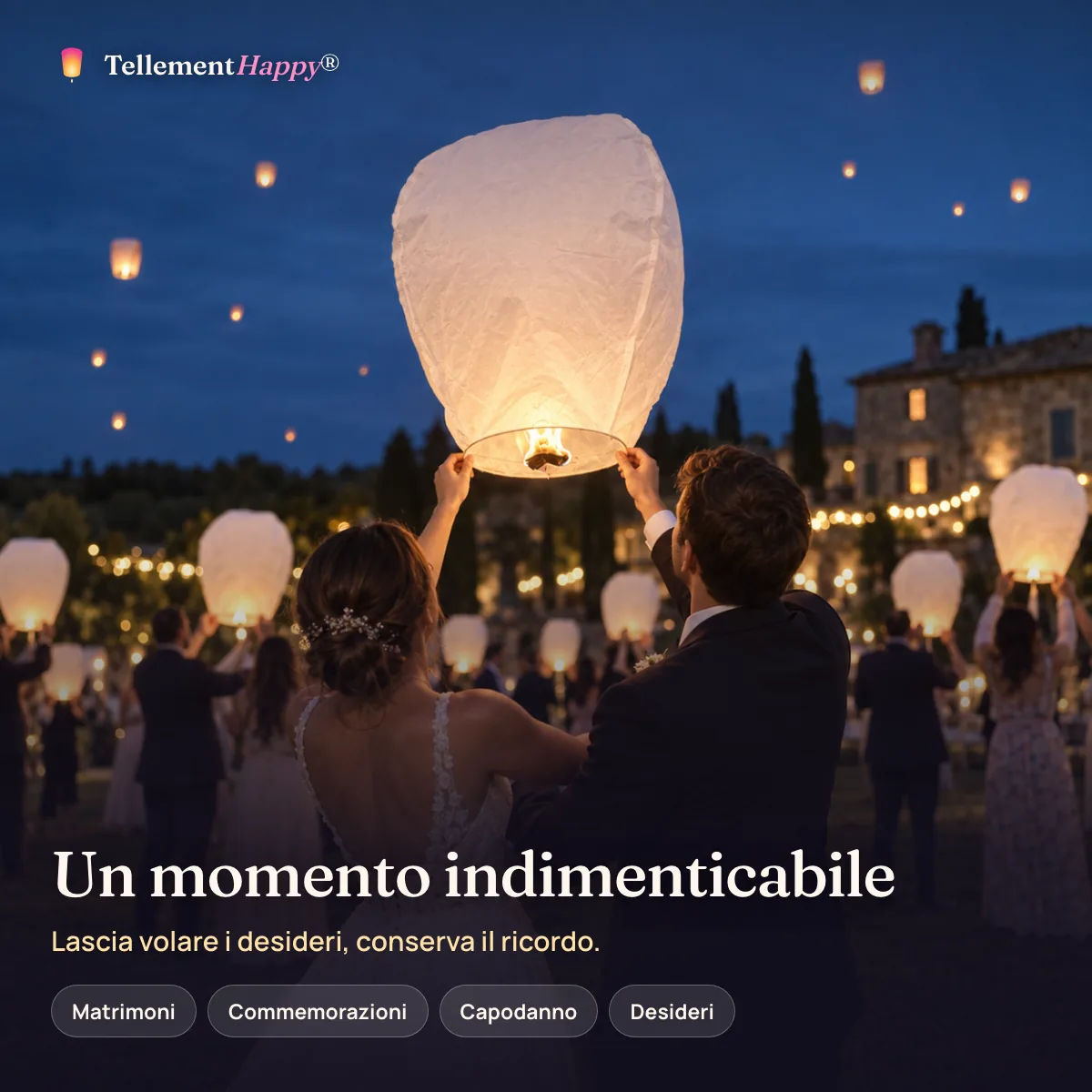 Un momento indimenticabile – Lanterne volanti bianche (Matrimoni, Commemorazioni, Capodanno, Desideri)