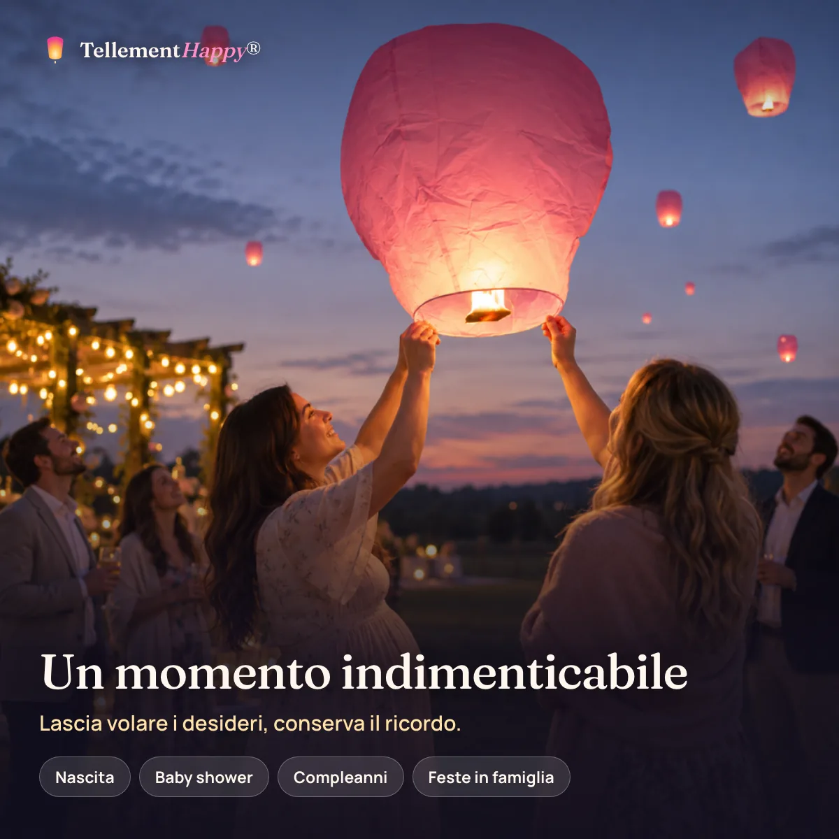 Un momento indimenticabile – Lanterne volanti rosa (Nascita, Baby shower, Compleanni, Feste in famiglia)