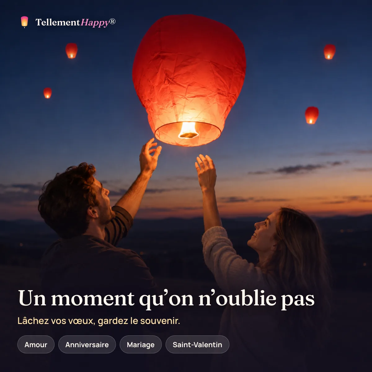 Un moment qu’on n’oublie pas – Lanternes volantes rouges (Amour, Anniversaire, Mariage, Saint-Valentin)