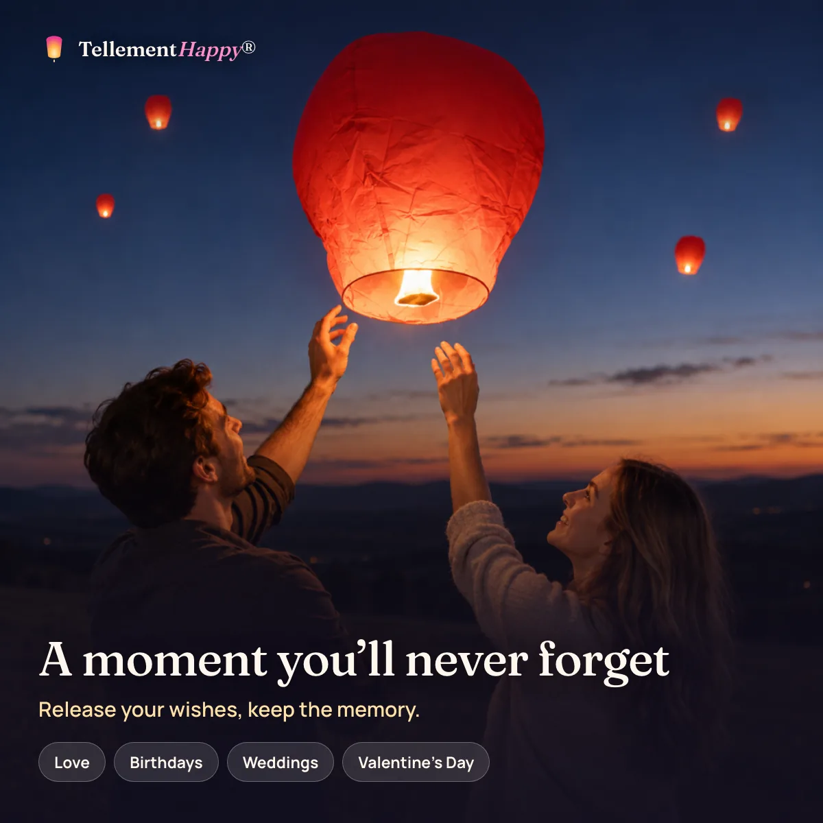 A moment you’ll never forget – Red sky lanterns (Love, Birthdays, Weddings, Valentine’s Day)