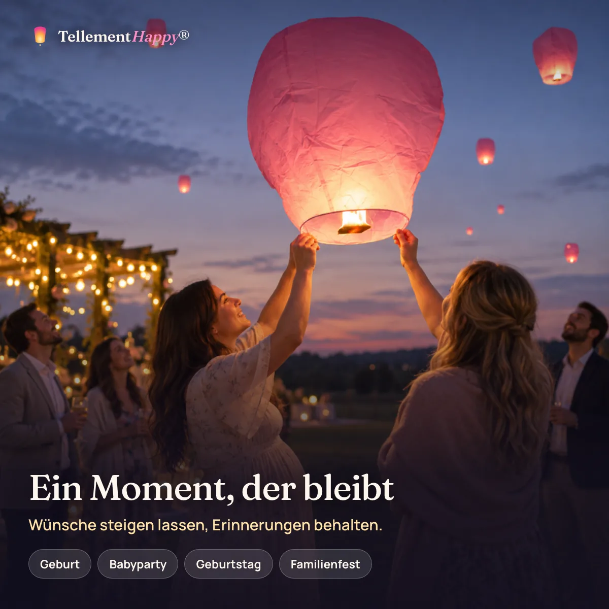 Ein Moment, der bleibt – Rosa Himmelslaternen (Geburt, Babyparty, Geburtstag, Familienfest)