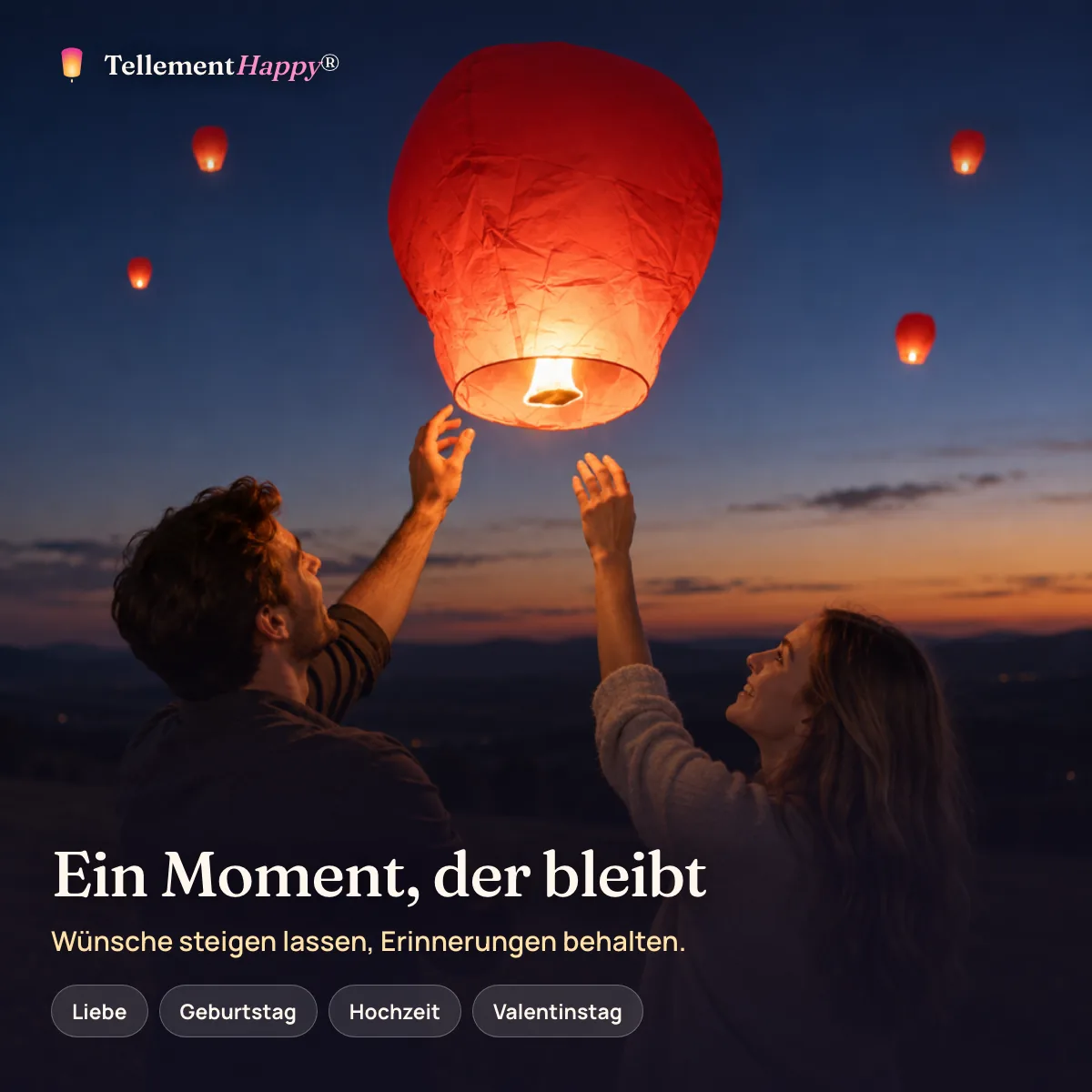 Ein Moment, der bleibt – Rote Himmelslaternen (Liebe, Geburtstag, Hochzeit, Valentinstag)